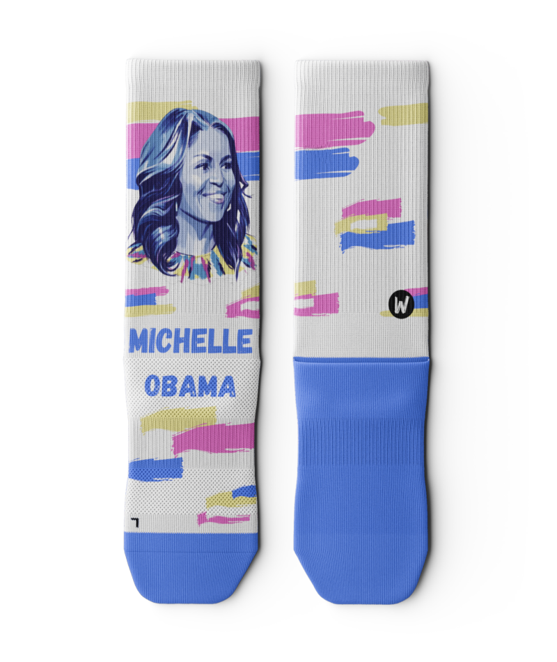 Retro Blue and Pink Michelle Obama Socks