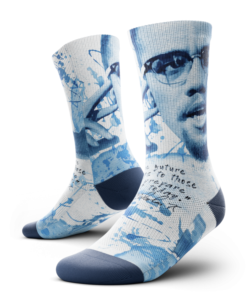 Watercolor Malcolm X Split Face Socks